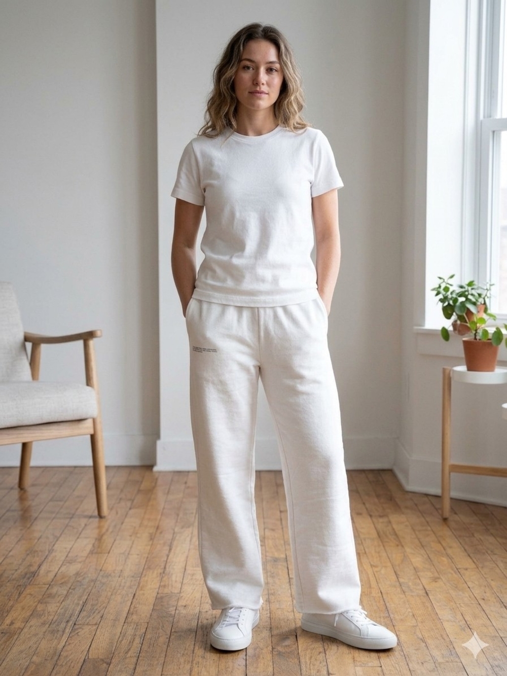 Pangaia Cream Wide-Leg Sweatpants Pants